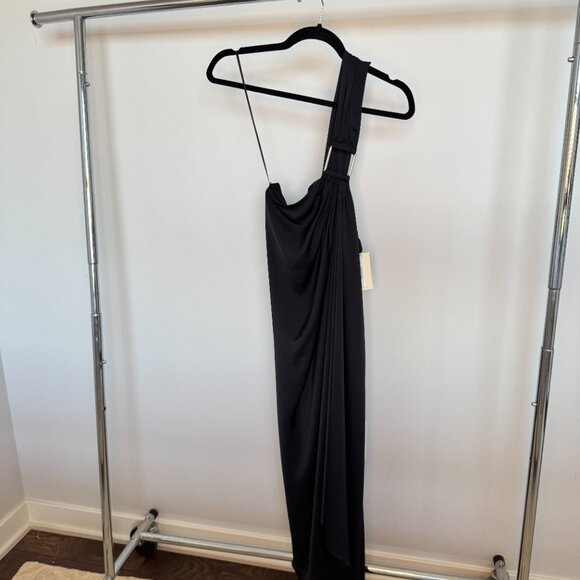 Ramy Brook Willow One-Shoulder Gown – Satin Charmeuse – Black - Picture 2 of 3